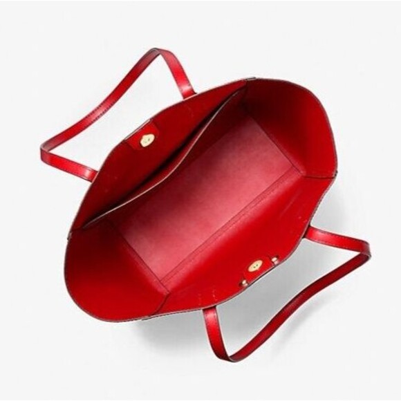 New Michael Kors Vincent Large Leather Tote Bag with Card Case Bright Red - Picture 3 of 4